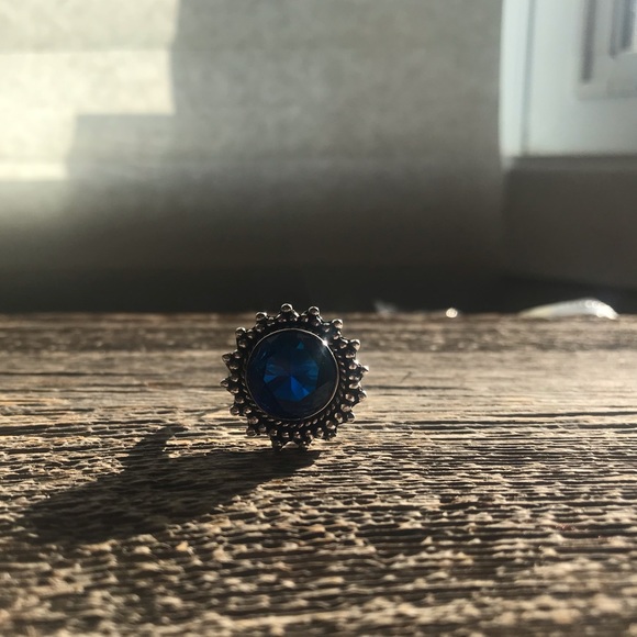 NWOT sterling silver London blue topaz quartz boho mendi style cocktail ring - Picture 7 of 11
